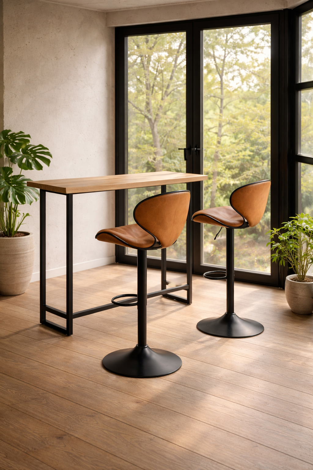 Silla Escandinava Minimalista – Cuero Marrón Noble