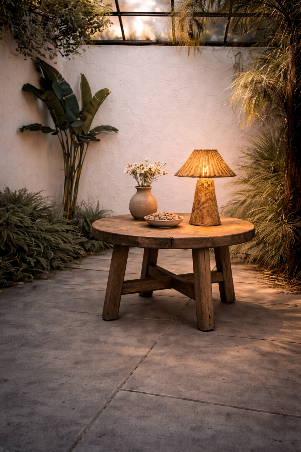 Lámpara de Mesa Seta de Ratán – Diseño Artesanal Nórdico