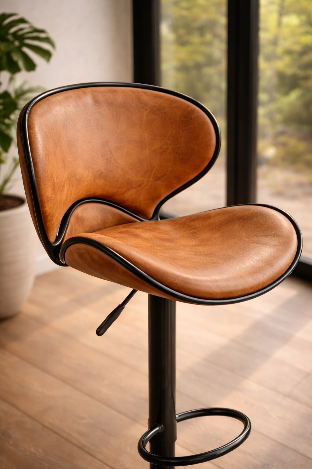 Silla Escandinava Minimalista – Cuero Marrón Noble